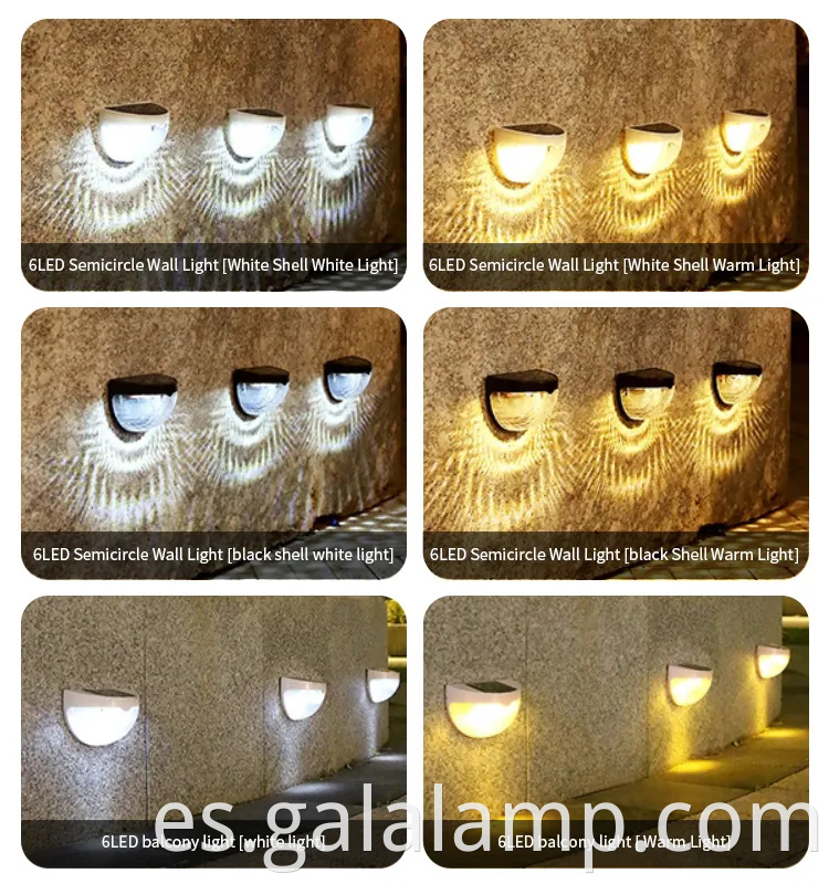 Luz de pared LED impermeable con energía solar para iluminación nocturna